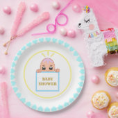Niedlich Türkis Hearts Baby Dusche Pappteller (Party)