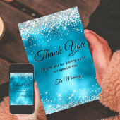 Niedlich türkis silberne Imitate Glitzer vielen Da Karte