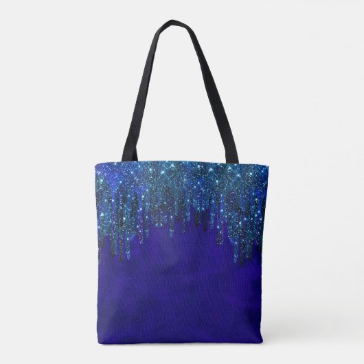 Niedlich-Türkis Unicorn Glitzer Tropfen Monogramm Tasche (Rückseite)