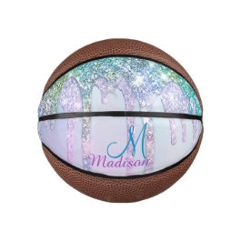 Niedlich Türkis Unicorn Rainbow Glitzer Tropfen Mini Basketball