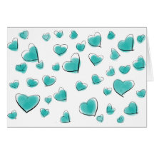 Niedlich Türkis Wasserfarbe Aquamarines Herzmuster