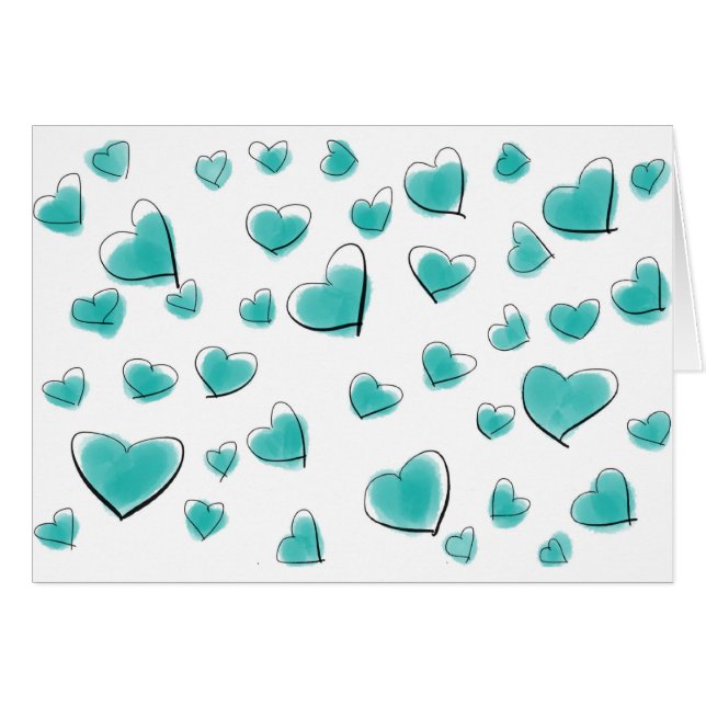 Niedlich Türkis Wasserfarbe Aquamarines Herzmuster (Vorderseite (Horizontal))