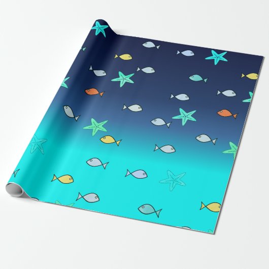 Niedlich Türkisblaue Starfish Geschenkpapier (Ungerollt)