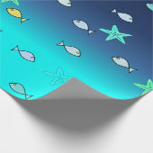 Niedlich Türkisblaue Starfish Geschenkpapier (Ecke)