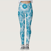 NIEDLICH Türkisblaues Blumenmuster Leggings (Vorderseite)