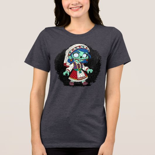 Niedlich türkisches Zombie Tri-Blend Shirt (Vorderseite)