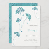 Niedlich türkisfarbene Blume Hochzeitsfeiern Einladung (Vorne/Hinten)