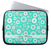 Niedlich türkisfarbene Blume Laptopschutzhülle (Vorderseite)