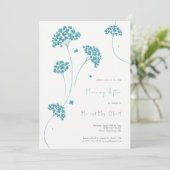 Niedlich türkisfarbene Blume Morgens Einladung (Stehend Vorderseite)