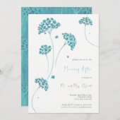 Niedlich türkisfarbene Blume Morgens Einladung (Vorne/Hinten)
