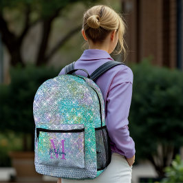 Niedlich Türkisfarbene Einhorn-Imitate Glitzer-Mon Bedruckter Rucksack