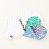 Niedlich Türkisfarbene Einhorn-Imitate Glitzer-Mon Notizblock (Innenseite)