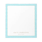 Niedlich Türkisfarbenes Lattice Muster Notepad Notizblock (Vorderseite)