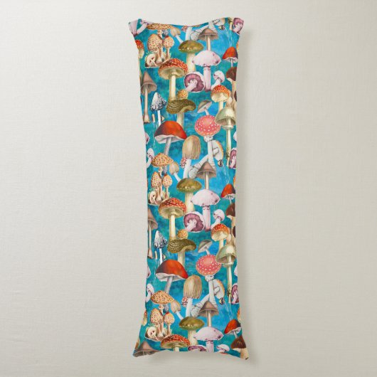 Niedlich-türkisfarbenes Pilzmuster Seitenschläferkissen (Vorderseite Vertikal)