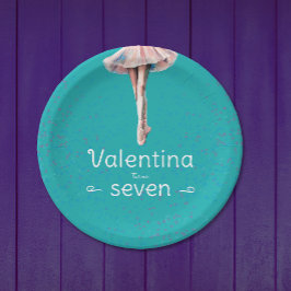 Niedlich Turquoise Ballerina Fairy Tutu Tanz Point Pappteller