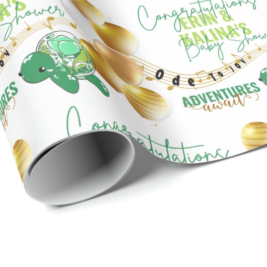 Niedlich Turtle Baby Dusche Geschenkpapier (Rolleneckpunkt)