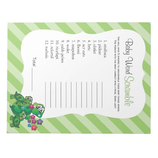 Niedlich Turtle Baby Shooter Word Game Notizblock (Vorderseite)