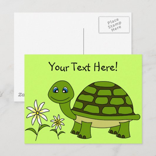 Niedlich Turtle Cartoon Postkarte (Vorne/Hinten)