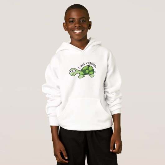 Niedlich Turtle Child's Hoodie - Ich esse Veggies. (Vorne ganz)