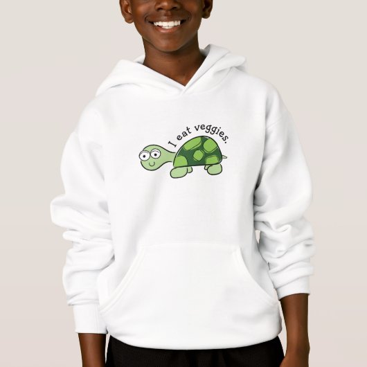 Niedlich Turtle Child's Hoodie - Ich esse Veggies. (Vorderseite)