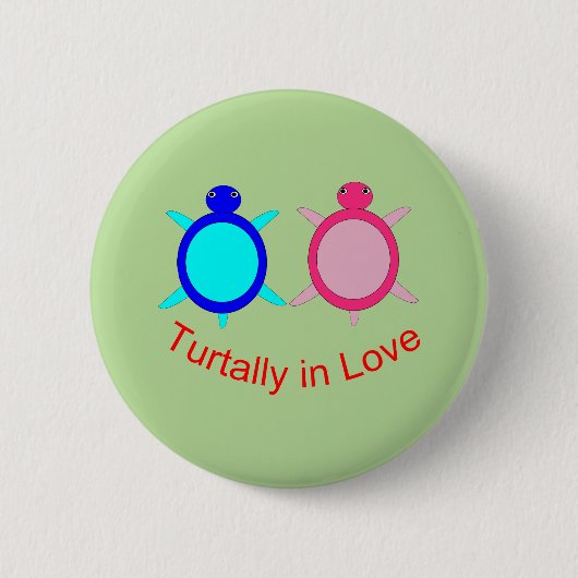 Niedlich Turtle Couple Button (Vorderseite)