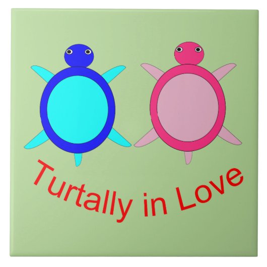 Niedlich Turtle Couple Fliese (Vorderseite)