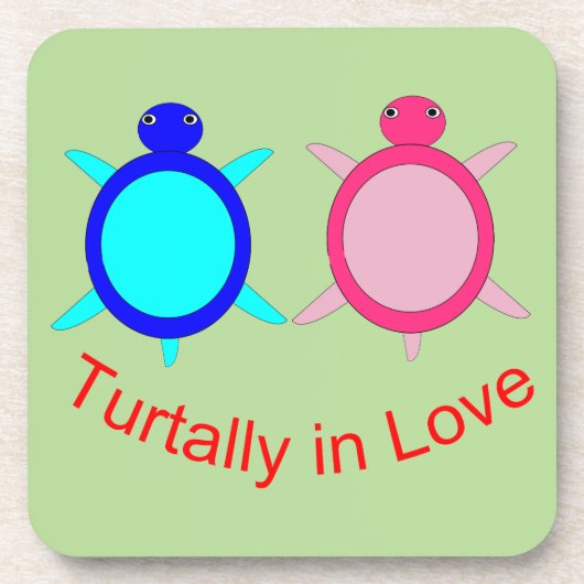 Niedlich Turtle Couple Getränkeuntersetzer (Vorderseite)