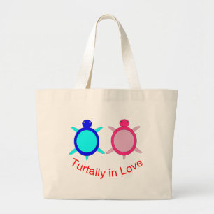 Niedlich Turtle Couple Jumbo Stoffbeutel