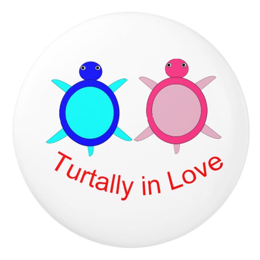 Niedlich Turtle Couple Keramikknauf (Vorderseite)