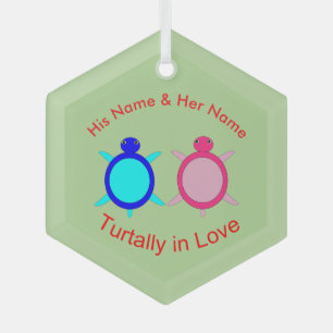 Niedlich Turtle Couple Ornament Aus Glas
