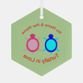 Niedlich Turtle Couple Ornament Aus Glas (Rückseite)
