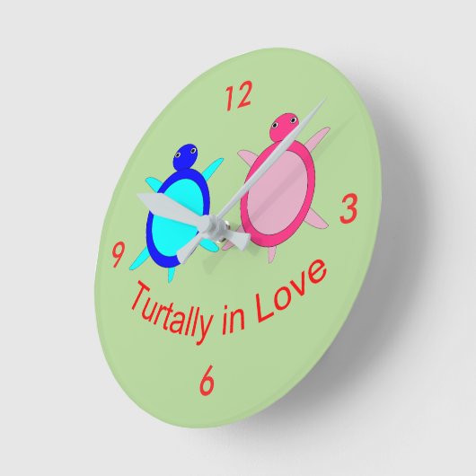Niedlich Turtle Couple Runde Wanduhr (Winkel)