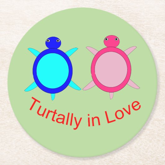 Niedlich Turtle Couple Runder Pappuntersetzer (Vorderseite)
