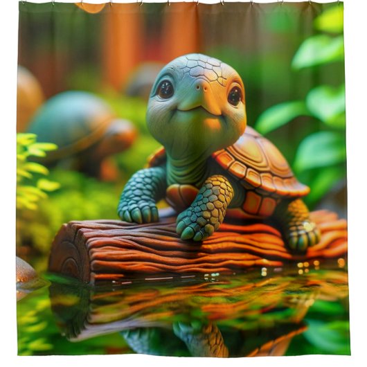 Niedlich Turtle Duschvorhang (Vorderseite)