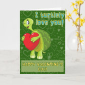 Niedlich Turtle Funny Valentine Card Karte (Gelbe Blume)