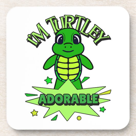 Niedlich Turtle Funny Zitat Turtley Adorable Getränkeuntersetzer (Vorderseite)