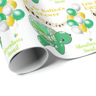 Niedlich Turtle Green Yellow White Baby Dusche Geschenkpapier