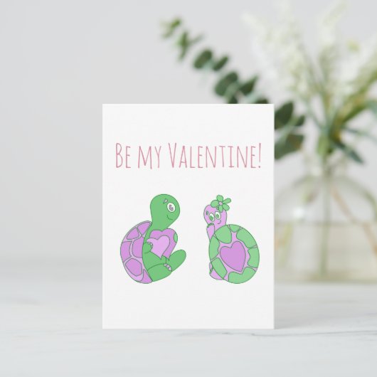 Niedlich Turtle-Jubiläum / Valentinstag Postkarte (Stehend Vorderseite)