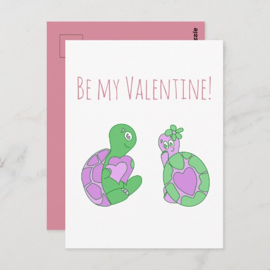 Niedlich Turtle-Jubiläum / Valentinstag Postkarte (Vorne/Hinten)