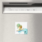 Niedlich Turtle Kawaii Square Magnet (In Situ (Geschirrspüler))
