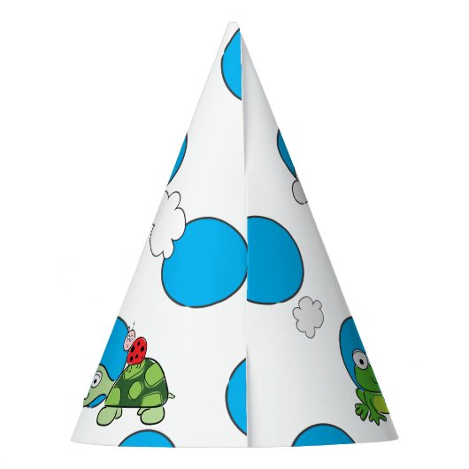 Niedlich Turtle Ladybug Polka Dot Birthday Party H Partyhütchen (Rückseite)