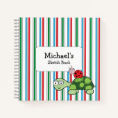 Niedlich Turtle Ladybug Stripe Spiral Notebook Notizblock (Vorderseite)