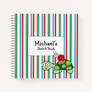 Niedlich Turtle Ladybug Stripe Spiral Notebook Notizblock