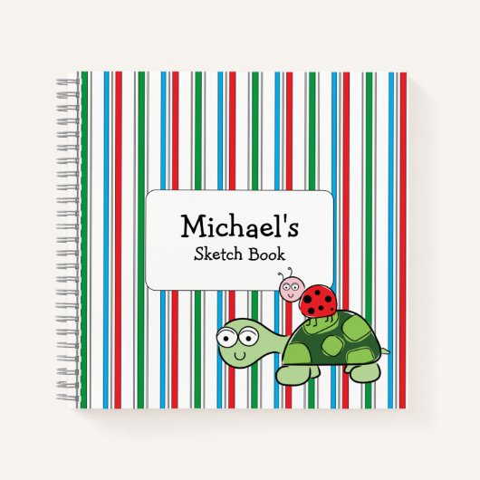 Niedlich Turtle Ladybug Stripe Spiral Notebook Notizblock (Vorderseite)