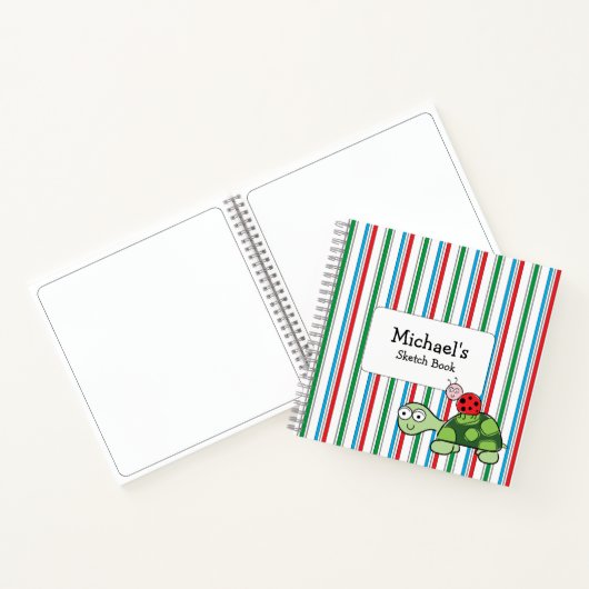 Niedlich Turtle Ladybug Stripe Spiral Notebook Notizblock (Innenseite)