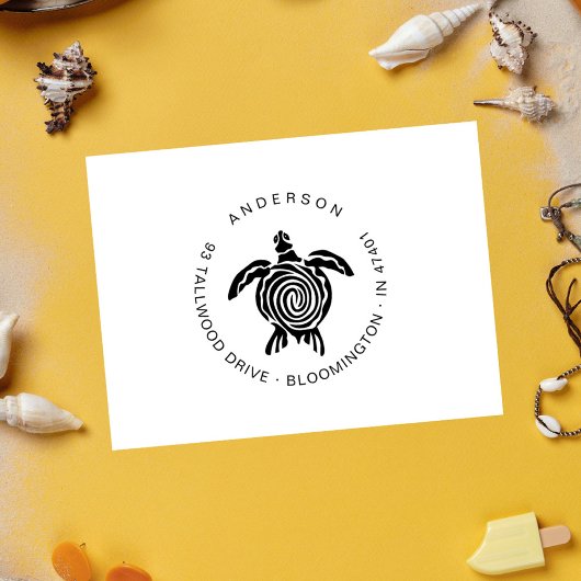 Niedlich Turtle Moderne tropische Rücksendeadresse Gummistempel