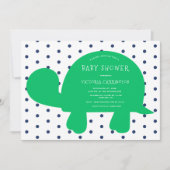 Niedlich Turtle Navy Blue Punkte Kinderdusche Einladung (Vorderseite)