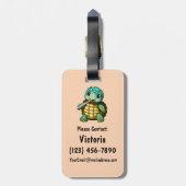 Niedlich Turtle Personalisierte Tasche Gepäckanhänger (Rückseite vertikal)