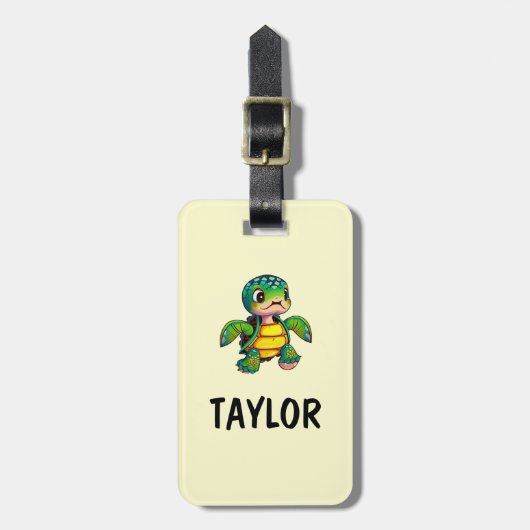 Niedlich Turtle Personalisierte Tasche Gepäckanhänger (Vorderseite vertikal)