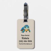 Niedlich Turtle Personalisierte Tasche Gepäckanhänger (Rückseite vertikal)